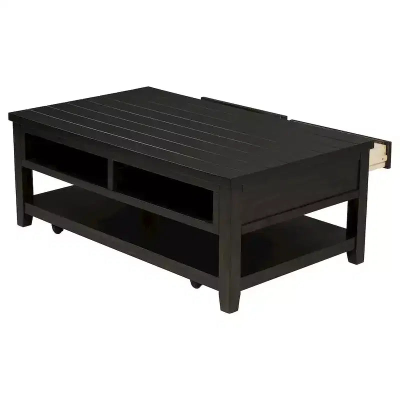 2-Drawer Rectangular Coffee Table, Distressed Java Finish