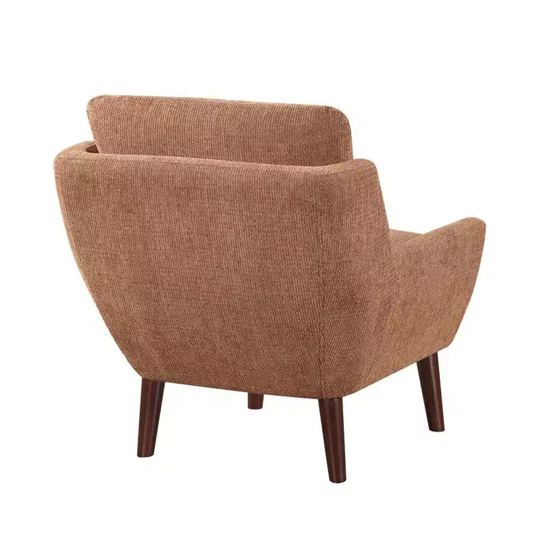 Accent Lounge Armchair with Chenille Upholstery, Reversible Cushion, Solid Wood Legs, for Living Room, Bedroom, Office