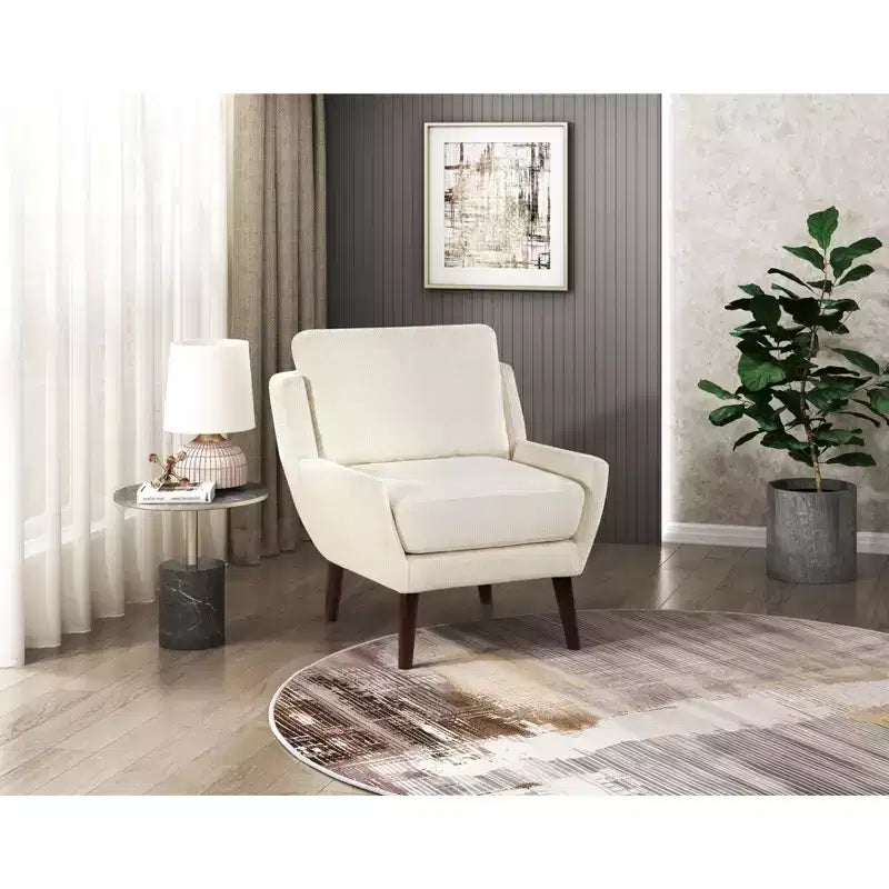 Accent Lounge Armchair with Chenille Upholstery, Reversible Cushion, Solid Wood Legs, for Living Room, Bedroom, Office