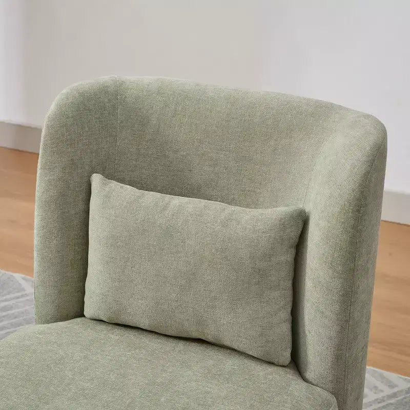 25.2" Modern Chenille Swivel Chair with Pillow, Pocket Spring Cushion, Metal Base, Armless Accent Chair for Living Room, Office, Lounge