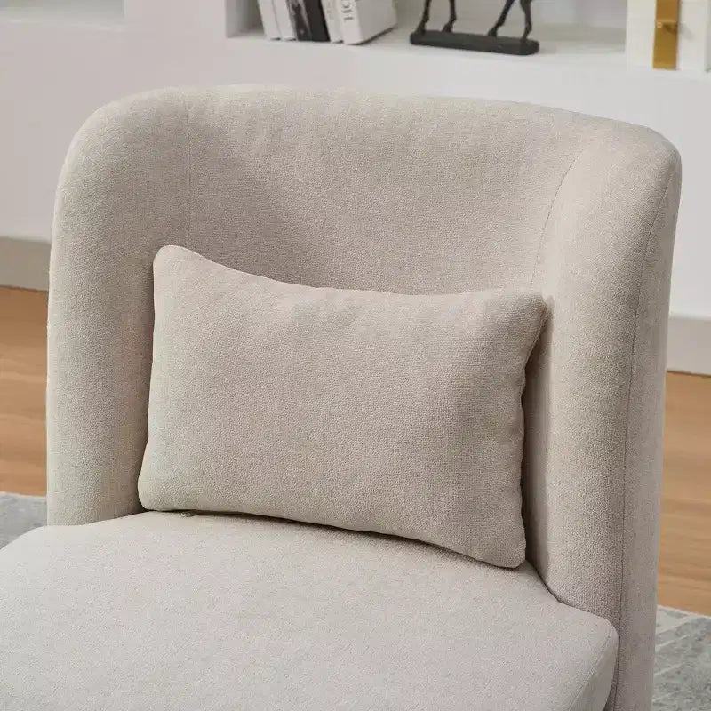 25.2" Modern Chenille Swivel Chair with Pillow, Pocket Spring Cushion, Metal Base, Armless Accent Chair for Living Room, Office, Lounge