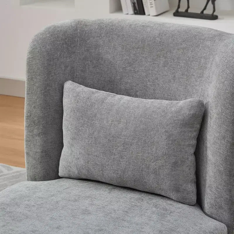 25.2" Modern Chenille Swivel Chair with Pillow, Pocket Spring Cushion, Metal Base, Armless Accent Chair for Living Room, Office, Lounge