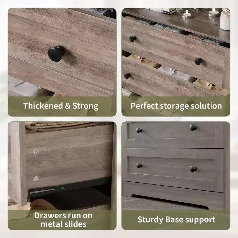 4 Drawer Wooden Dresser for Bedroom, Modern Nightstand, Wood Chest of Drawers Storage Organizer for Living Room, Hallway, Closet