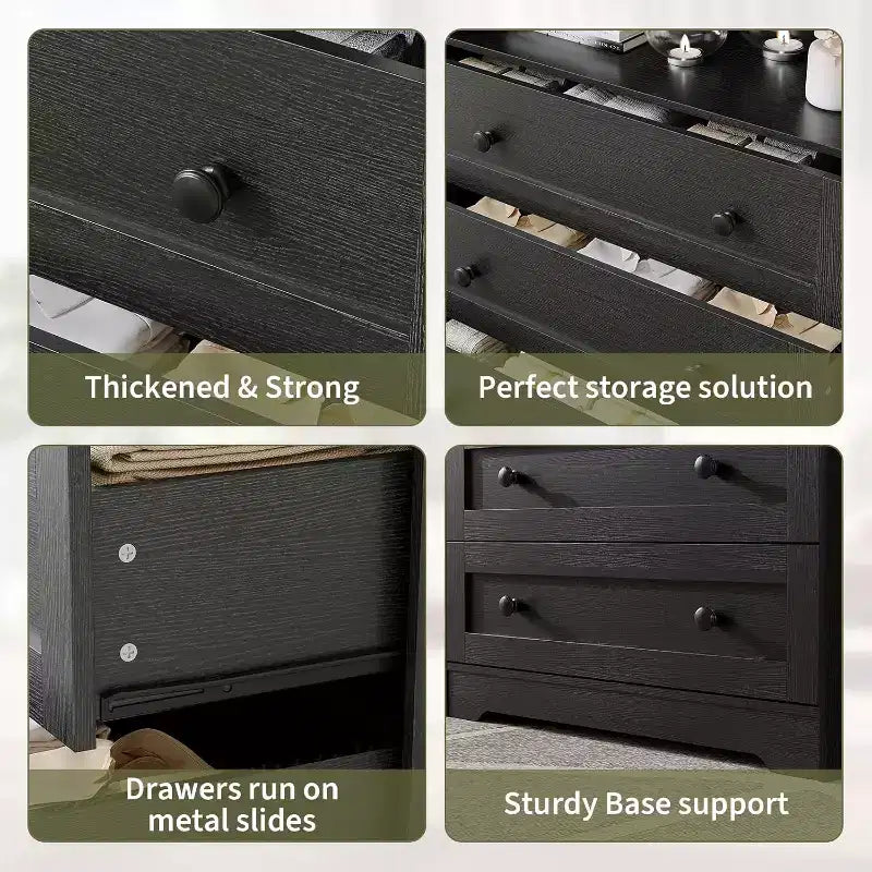 4 Drawer Wooden Dresser for Bedroom, Modern Nightstand, Wood Chest of Drawers Storage Organizer for Living Room, Hallway, Closet