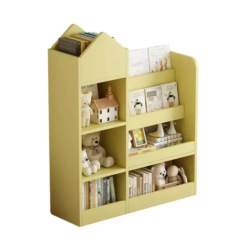 Wood Kids Bookshelf with 6 Compartments & 2 Baskets, Toy Storage Organizer for Bedroom, Nursery, Playroom