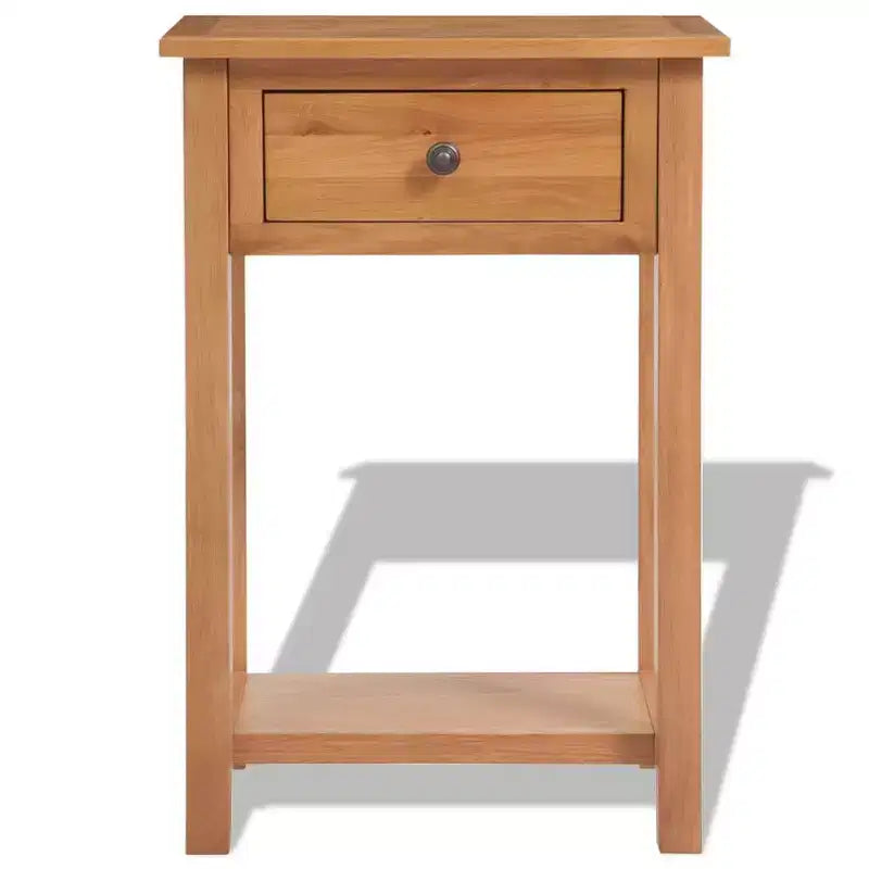 Console Table, Solid Oak & Engineered Wood, 19.7x12.6x29.5, Brown