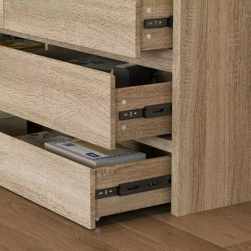 Rolling Storage Cabinet, 9-Drawer with Flip-Top Hidden Compartments & Foot-Activated Drawer, Living Room Organizer Dresser