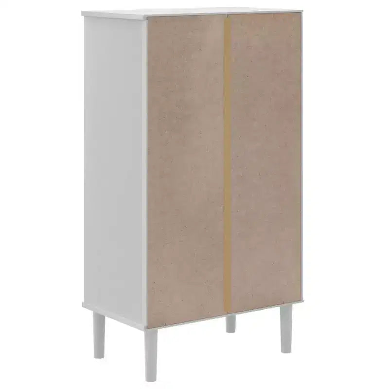 Shoe Cabinet Accent Storage Organizer, Rattan Look Solid Pine Wood
