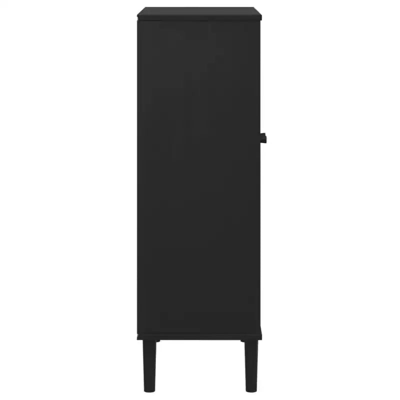 Shoe Cabinet Accent Storage Organizer, Rattan Look Solid Pine Wood