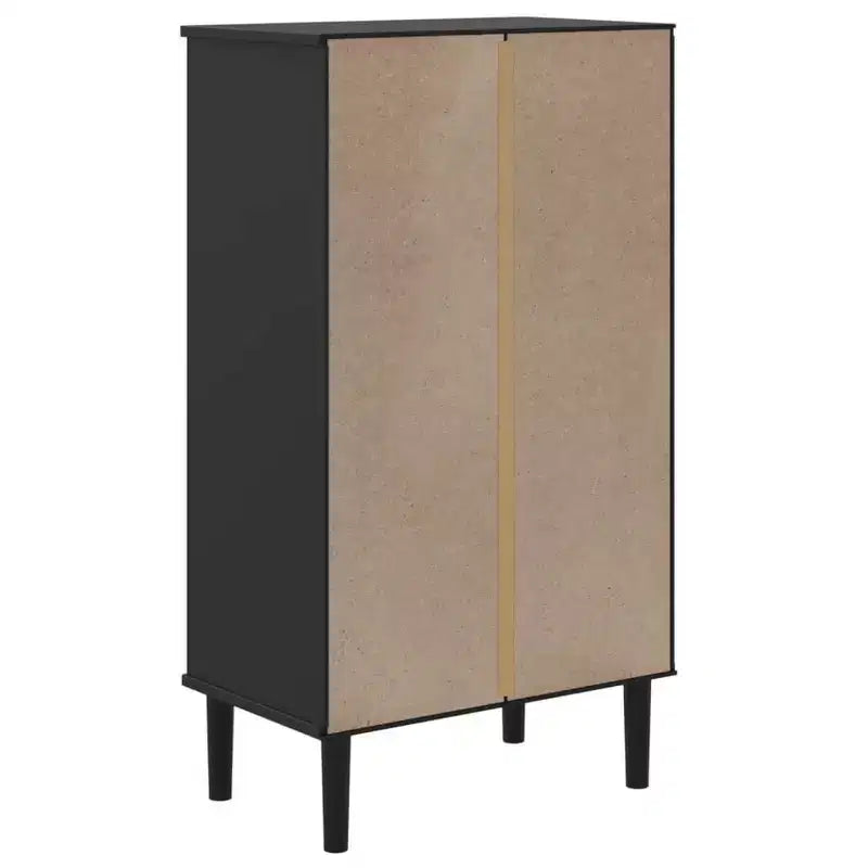 Shoe Cabinet Accent Storage Organizer, Rattan Look Solid Pine Wood