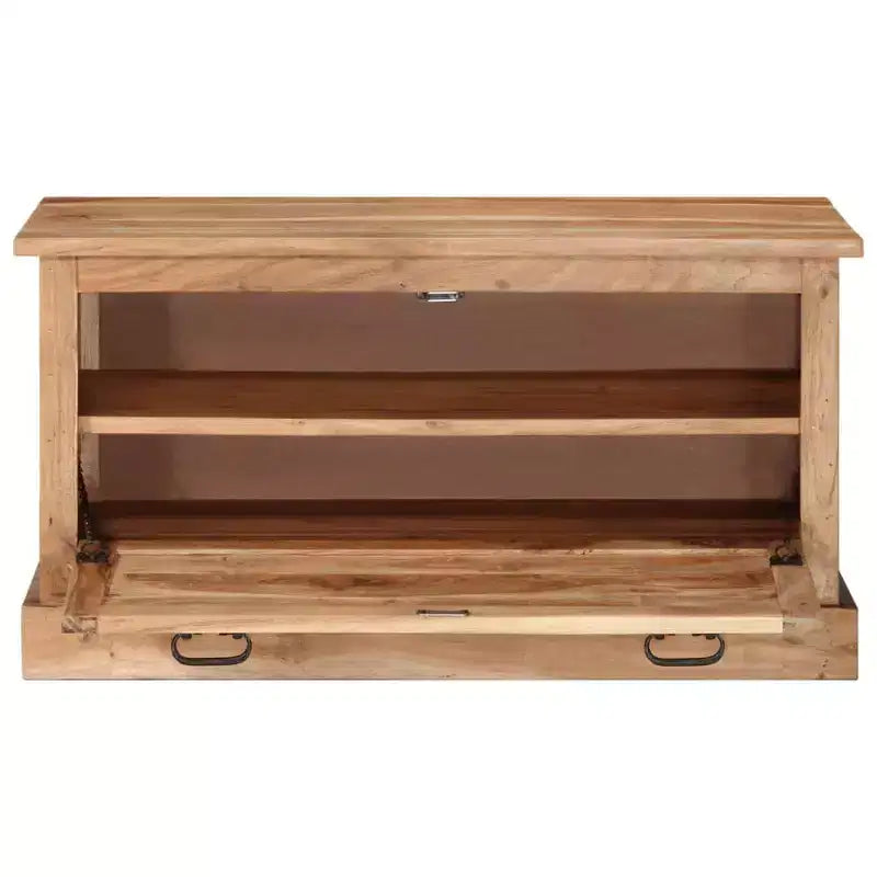 Shoe Storage Bench, Natural Solid Acacia Wood